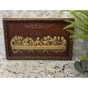 Vintage DaVinci's Last Supper resin plaque Jesus Christianity Judas ~Please Read